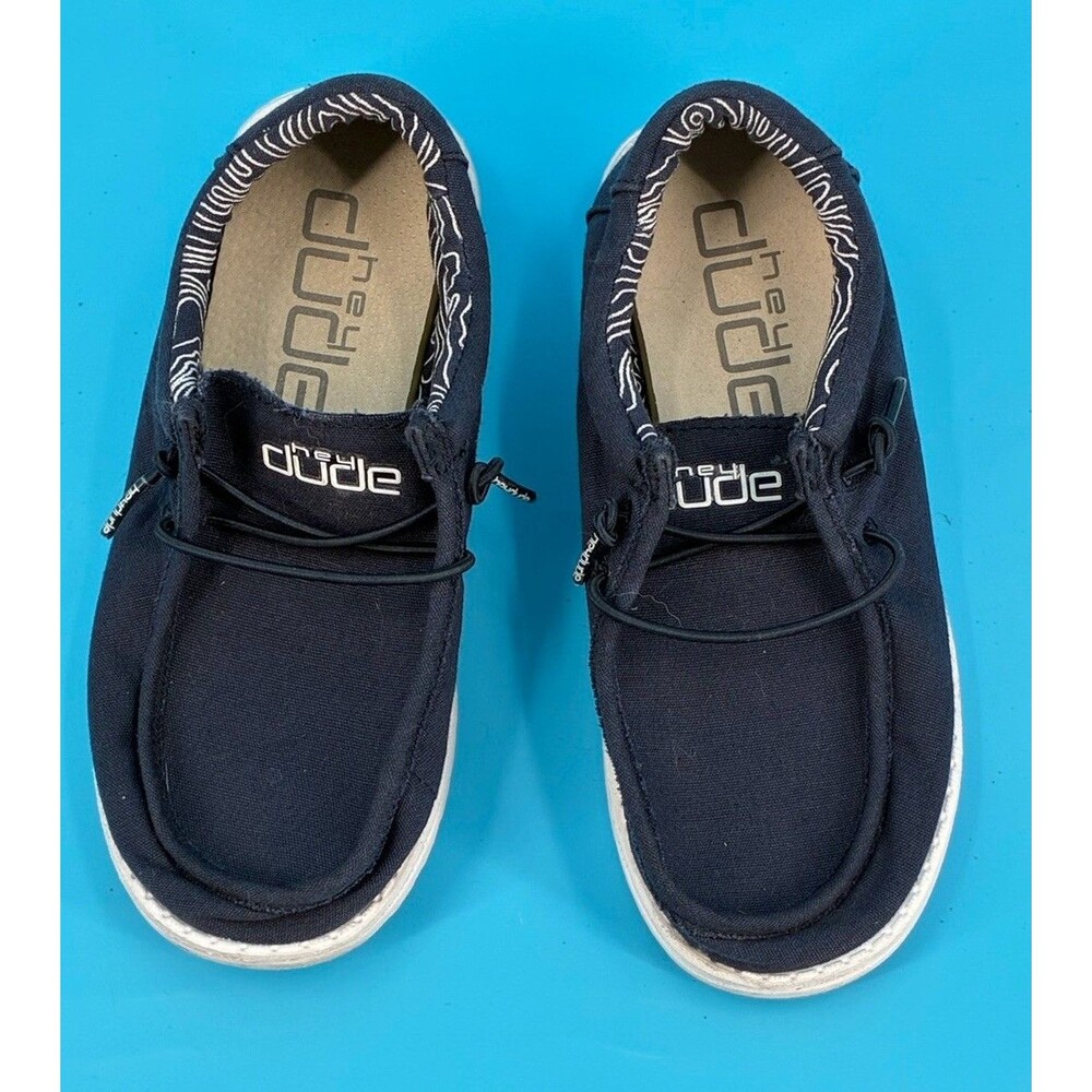 Hey Dude Wally Youth Navy Stretch Slip On Shoes Kids US 2 EU 34